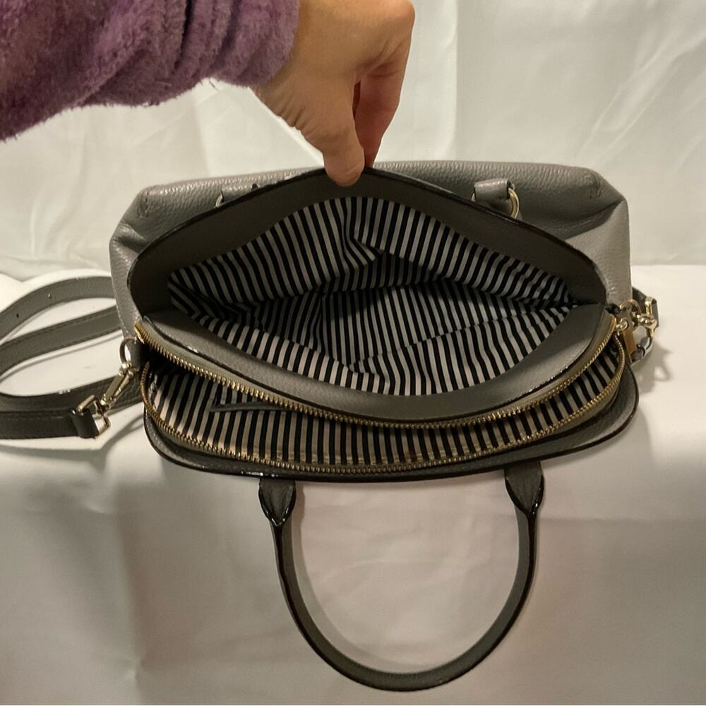Kate Spade Jackson Street Lottie Leather Handbag Purse Crossbody Gray Classic - Picture 15 of 15